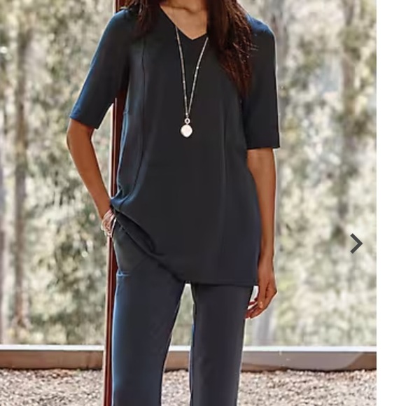 J. Jill Pure Jill Double Knit Seamed Tunic Greystone V Neck XL - Picture 2 of 10